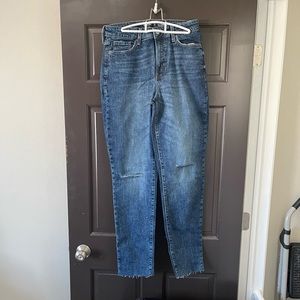 Old Navy High Rise OG Straight Jeans 10 Tall Distressed Dark